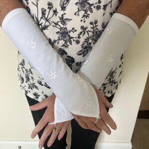 NWT Fashion Fingerless Elbow White Satin Gloves
